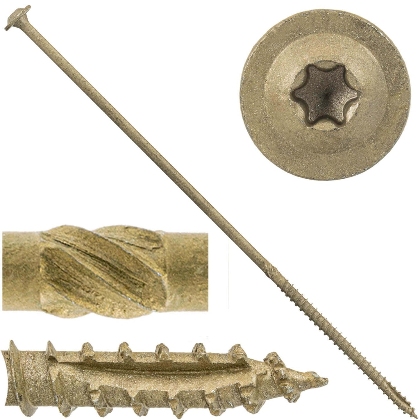 Jake Sales #17 x 12 Construction Lag Screw Exterior Coated Torx/Star Drive Heavy Duty Structural Lag Screw Far Superior to Common Lag Screws - Modified Truss Washer Head -25 Screw Count