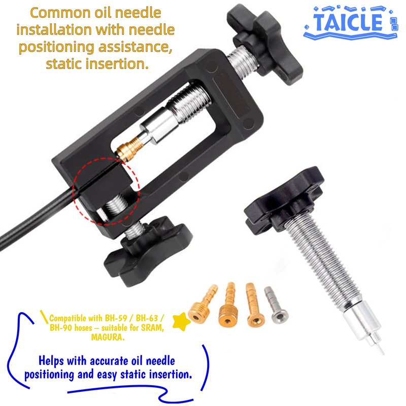 Tailcle 2 in 1 Bicycle Hydraulic Hose Cutter and Needle Driver Tool for MTB Road Bicycle - Olive Banjo Fitting Install, Compatible with Most Needle Drivers (Black)