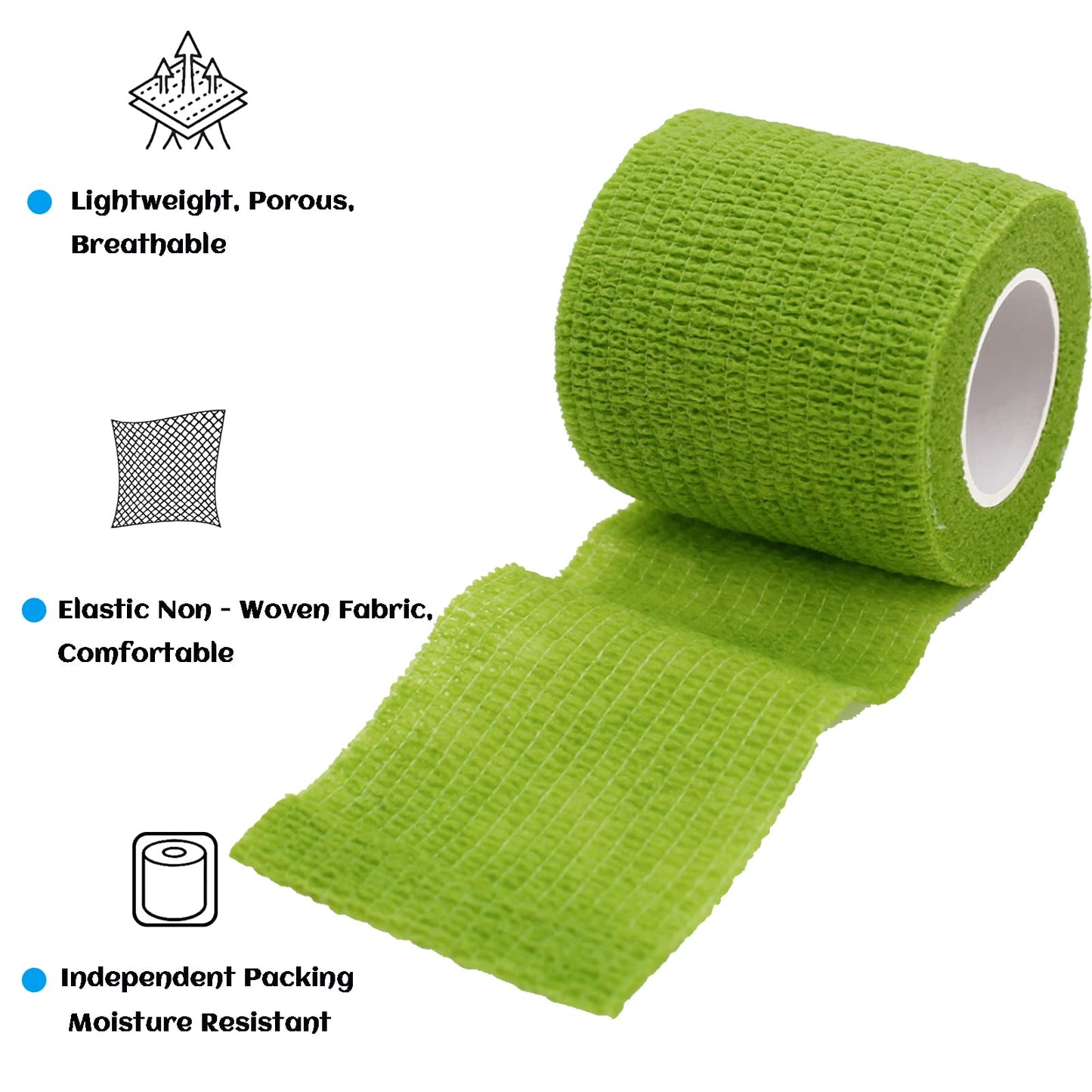 WeTop 24 Pack Self Adhesive Bandage Wrap 2 Inch, Athletic Elastic Non Woven Cohesive Bandage for Sports, Wrist, Ankle Sprains, Swelling and Vet Wrap (Rainbow)