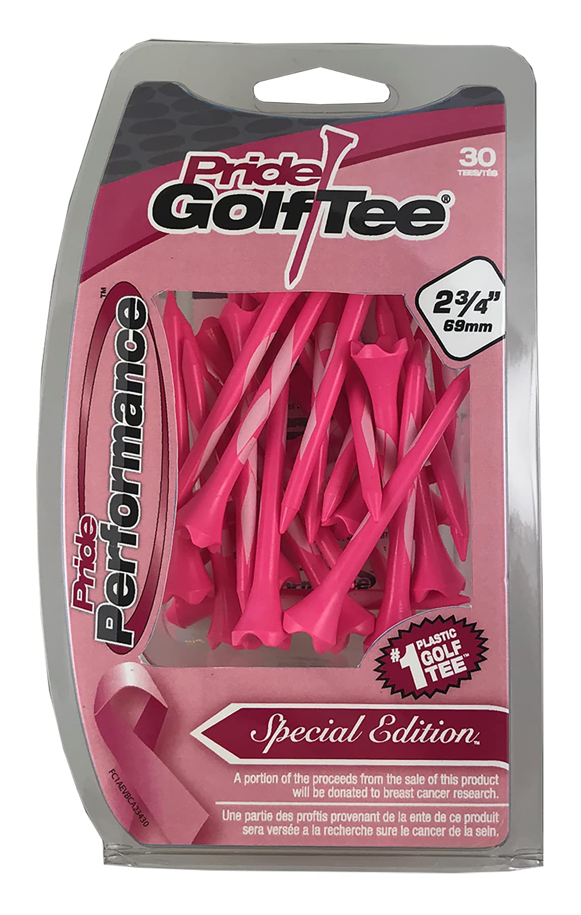 Pride Performance Breast Cancer Awareness Tees 2-3/4", 30 Count