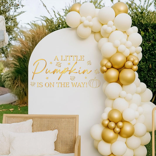 Aposwow Pumpkin Baby Shower Decorations - A Little Pumpkin is on The Way Sign Decal, Wall Stickers for Balloon Arch Backdrop Decor, Fall Gender Reveal Party Decorations