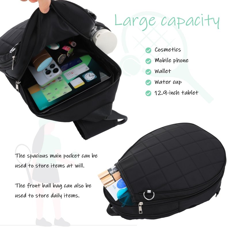 KUANG! Tennis Bag for Women Men Quilted Tennis Crossbody Backpack Sports Racket Bag Suitable for Pickleball Tennis Badminton