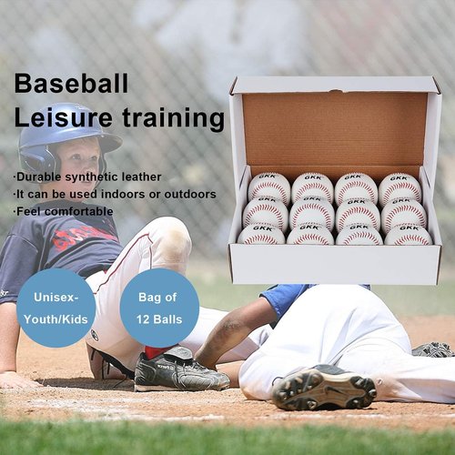 GKK Baseball 12-Pack Training Balls | 9-Inch Tee Ball Safety Baseballs for Youth & Adults