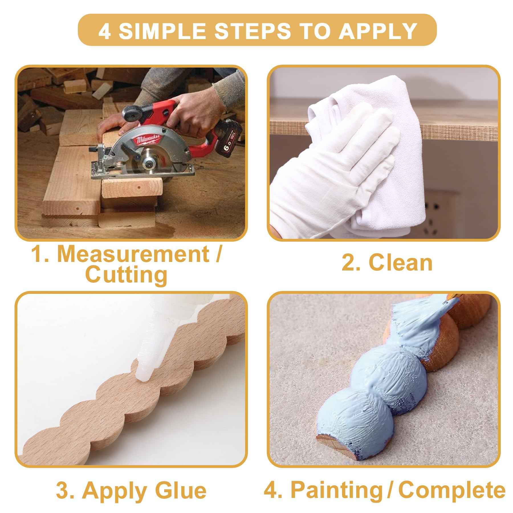 Soengsau 15-Pack 15.75" Unfinished Wood Beaded Trim - Easy to Paint, Cute Decorative Molding DIY Craft for Furniture Frame, Mirror Edge, Wall, Door, Closet, Dresser, Shelf