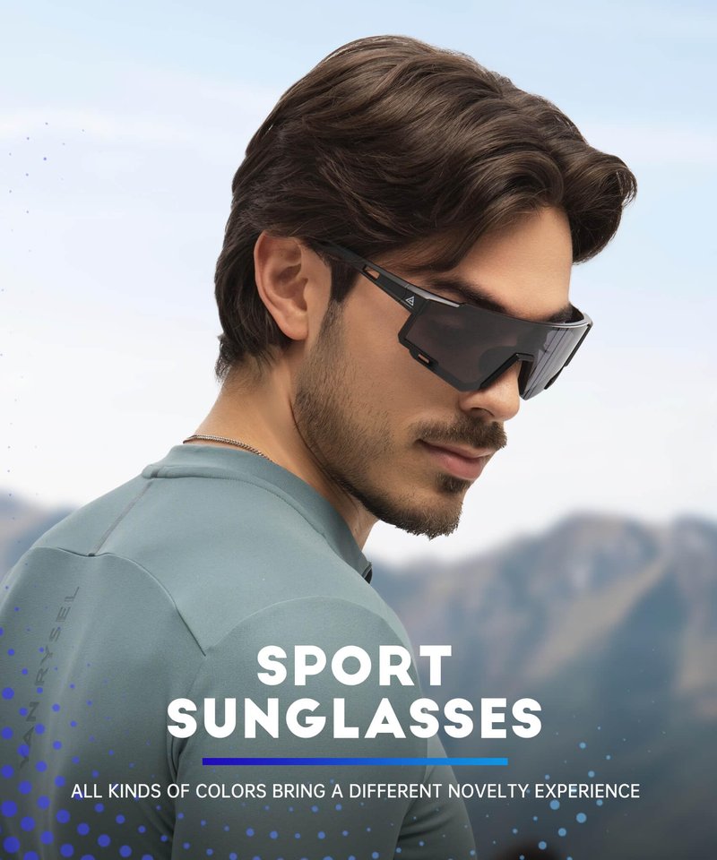 NSSIW Sports Sunglasses Men Sunglasses: Running Sun Glasses Men Women UV400 Protection for Cycling Fishing Golf