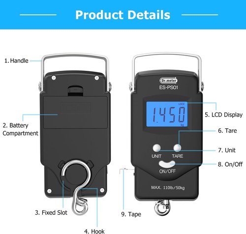 Dr.meter Fishing Scale - Accurate Weight Measurement for All Your Fishing Needs | Portable Design