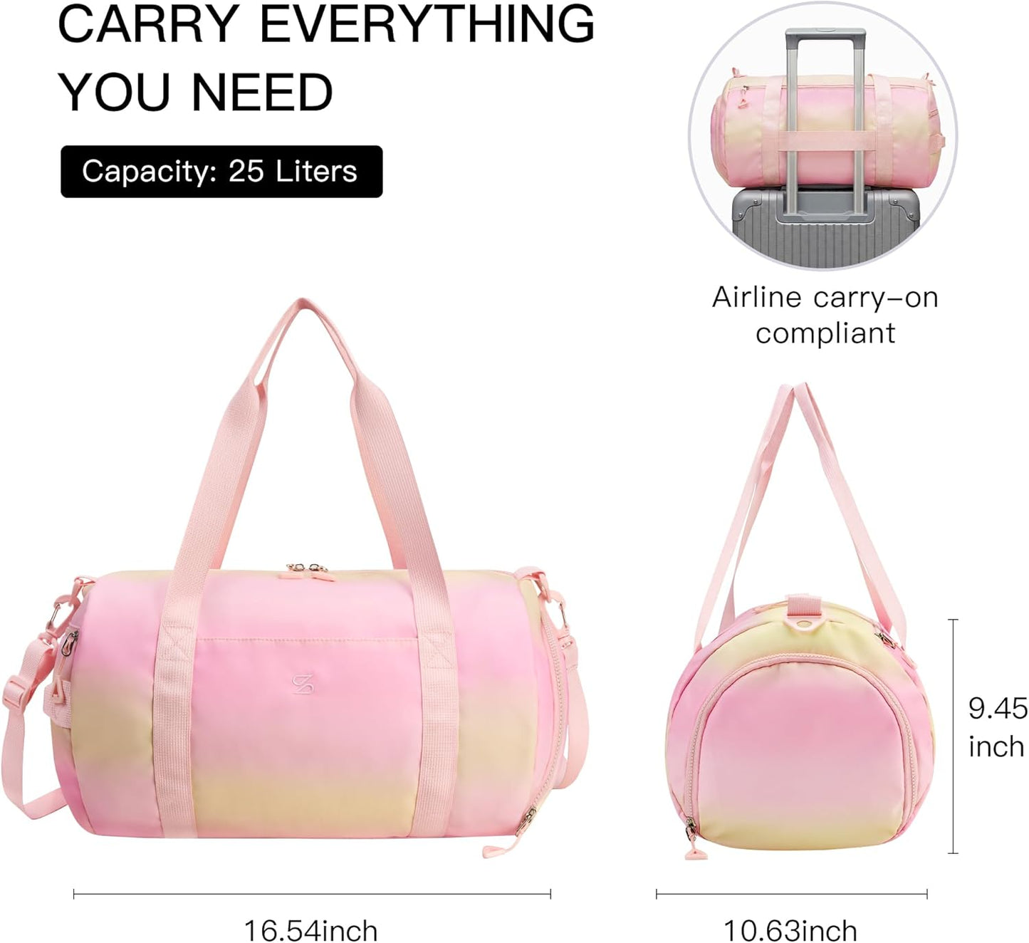 STELLE Dance Bag - Waterproof Ballet & Gymnastics Duffle with Shoe Compartment for Girls