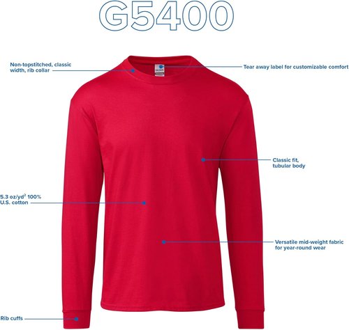 Gildan Heavy Cotton Long Sleeve T-Shirt - Comfortable 2-Pack for Everyday Wear