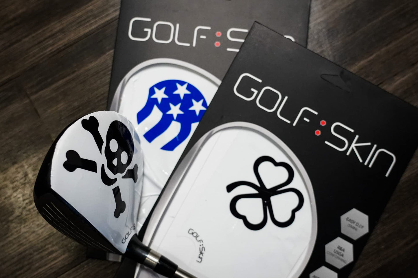 Golf Club Skin/Protector Film Decal for Your Driver. Protects from Scuffs/Scratches. Full Skin - Right Handed Driver Only (White Skin - Blue Smiley)