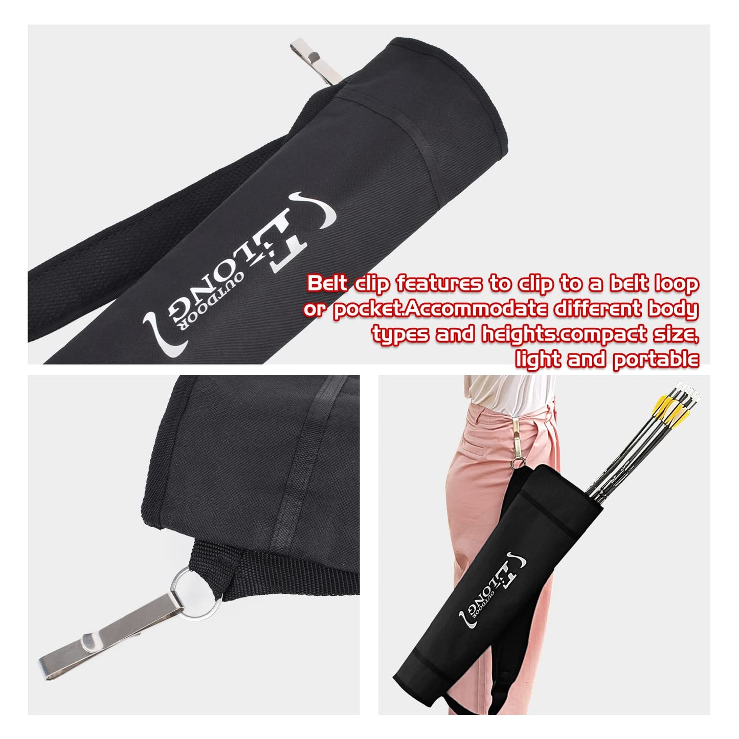 Elong Adjustable Archery Back Arrow Quiver Holder - Upgraded Quiver Arrows for Compound Recurve Bow and Hunting Target Practicing Youth and Adults