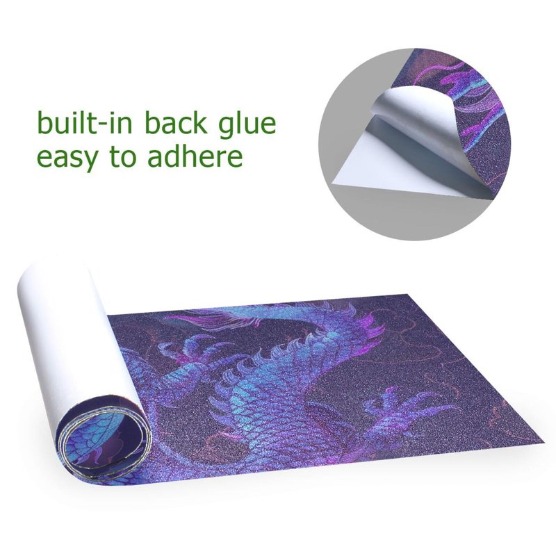 SDMKA Purple Chinese Dragon Skateboard Grip Tape 9" x 33" Bubble Free Waterproof Skateboard Grip Tape Sheet Non Slip Griptape for Skateboard Longboard