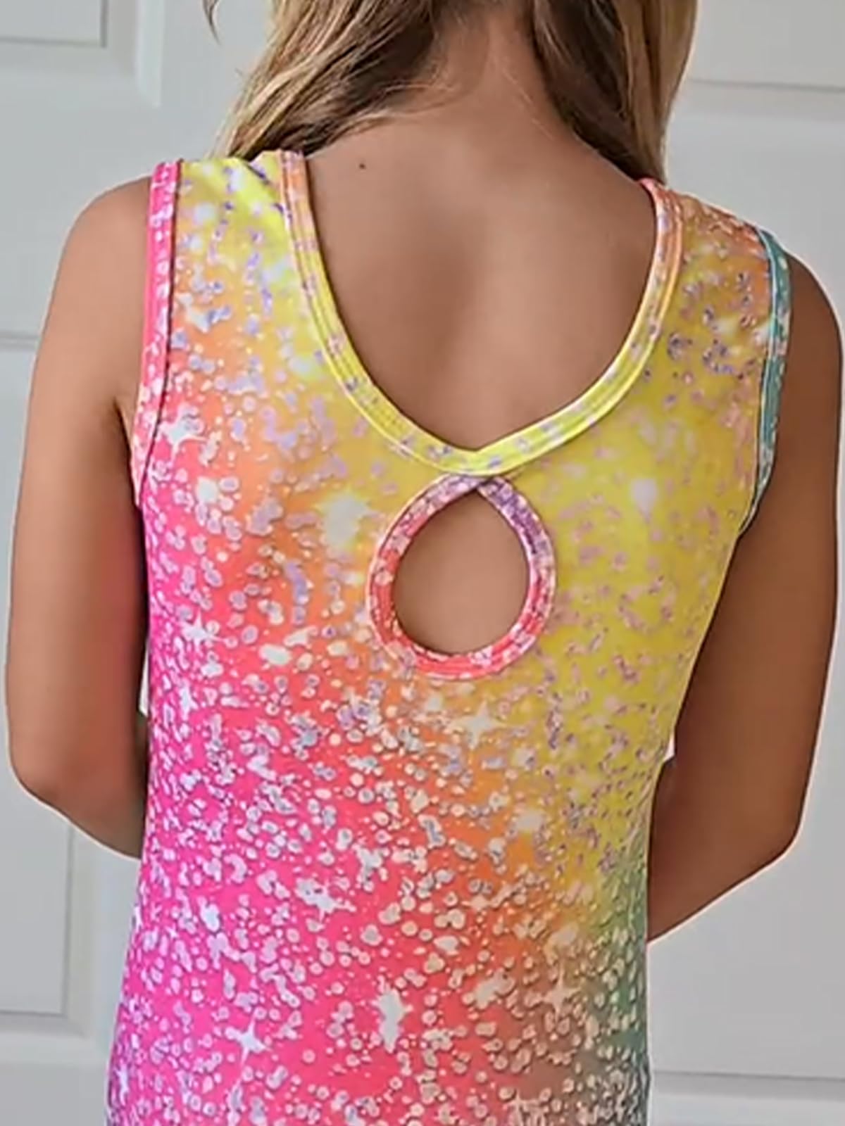 Taubow 2 Packs Gymnastics Leotards for Girls Size 5 6 Kids Biketard with Shorts Rainbow Butterfly Gymnastics Outfit