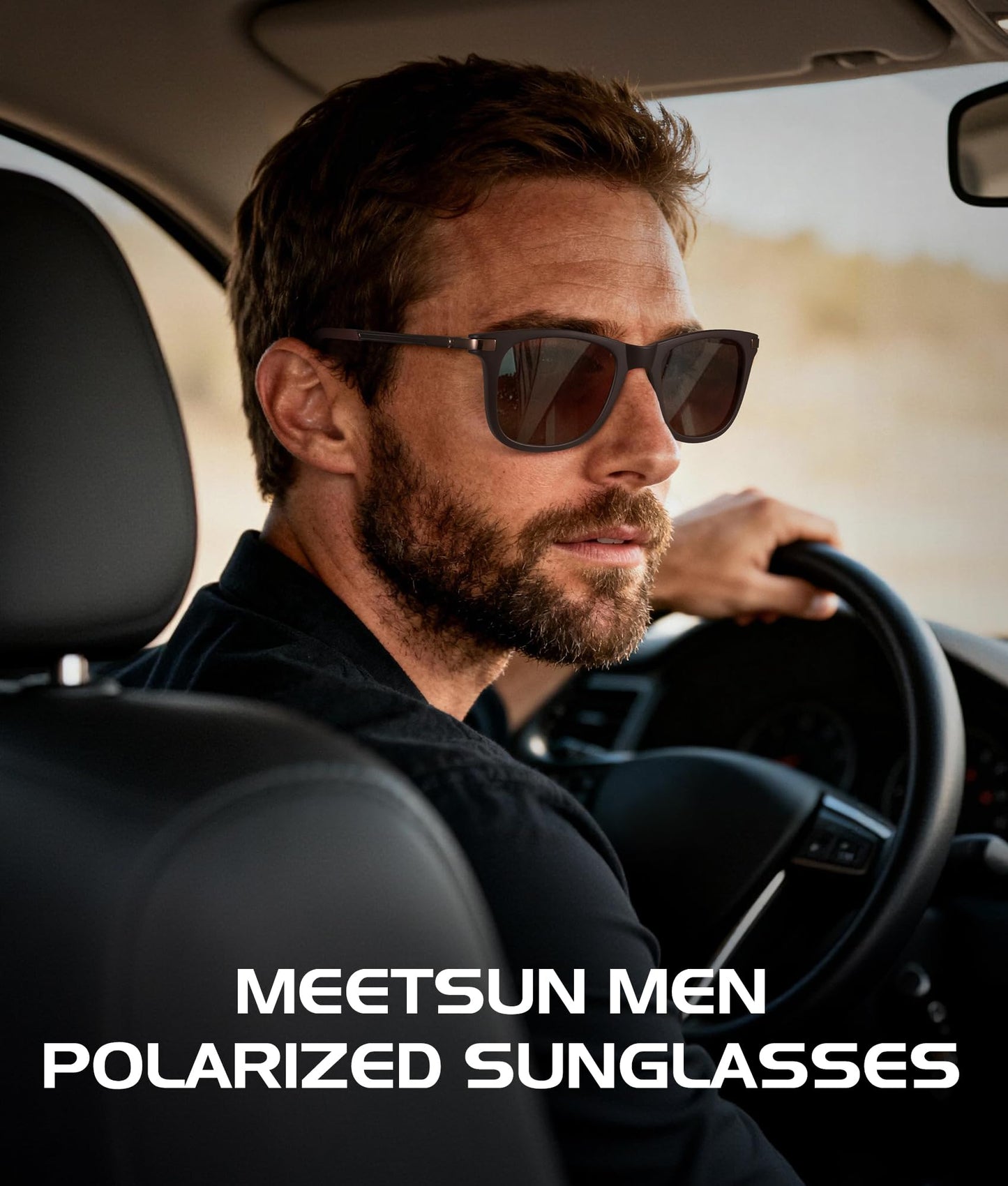 MEETSUN Small Polarized Sunglasses for Men Classic Retro Square Frame UV Protection Sunglasses for Fishing Driving