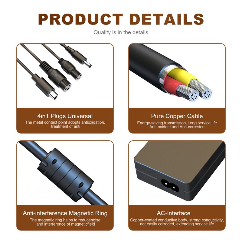 FROMCQC42V 2A Power Adapter with 4-in-1 Conversion Cable, 48W Universal Charger
