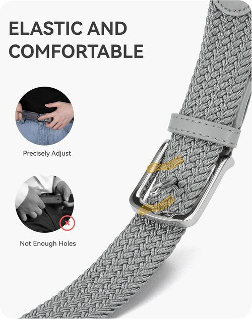 CHAOREN Mens Belt - Braided Stretch Golf Belt for Men 1 3/8"- Gift for Golf Pants Casual Shorts Jeans