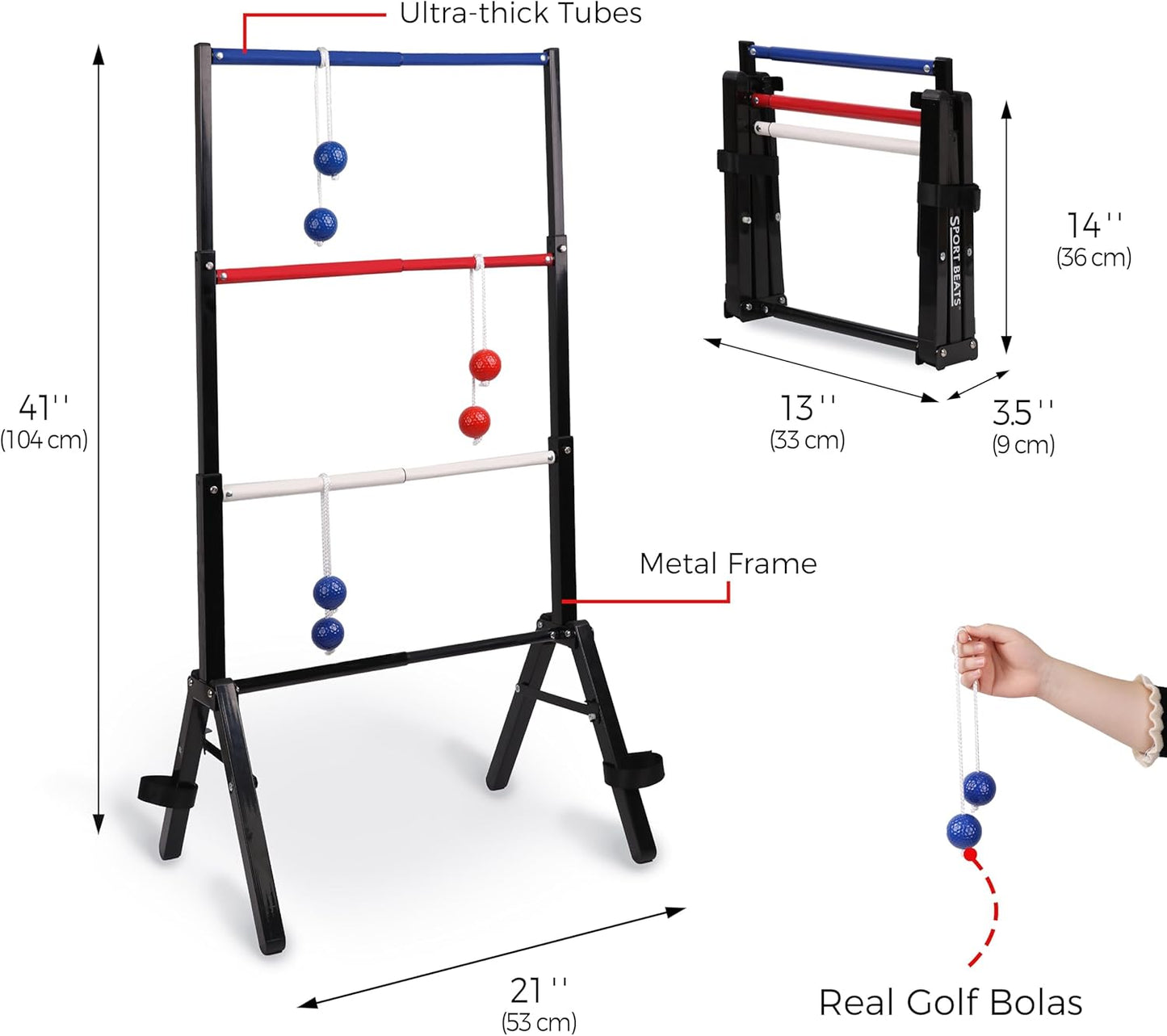Skiennix Metal Ladder Ball Set - Portable Ladder Toss for Outdoor Fun | Includes Carrying Case, 6 Bolas & Scoreboard