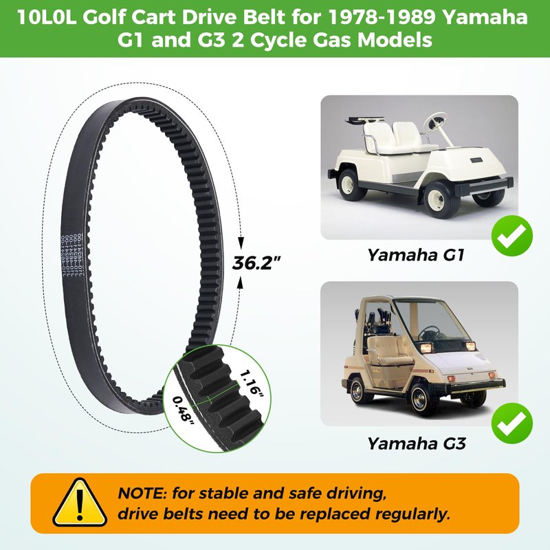 10L0L Golf Cart Clutch Drive Belt for Yamaha G1 G3 2 Cycle Gas Models 1978-1989,OEM# J10-46241-00-00, J17-46241-00-00