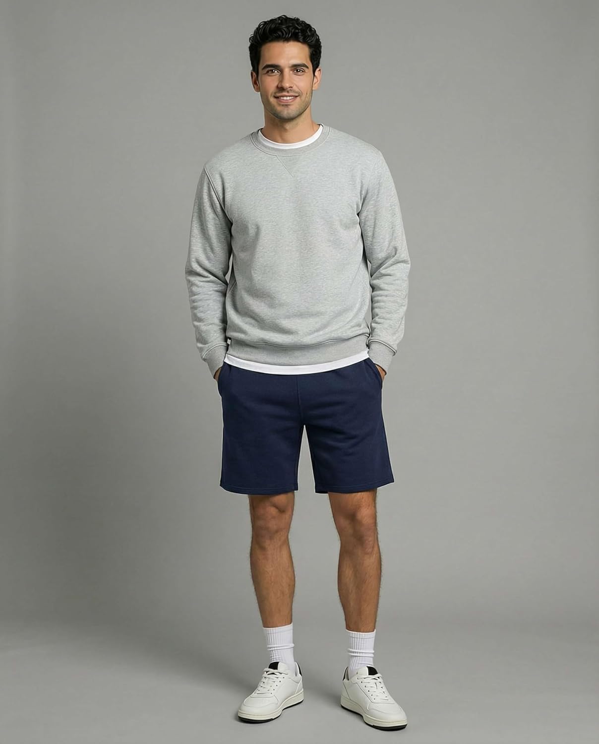 Real Essentials Men's 9" Cotton Fleece Sweat Shorts - Casual Gym, Lounge & Sleep Shorts with Pockets