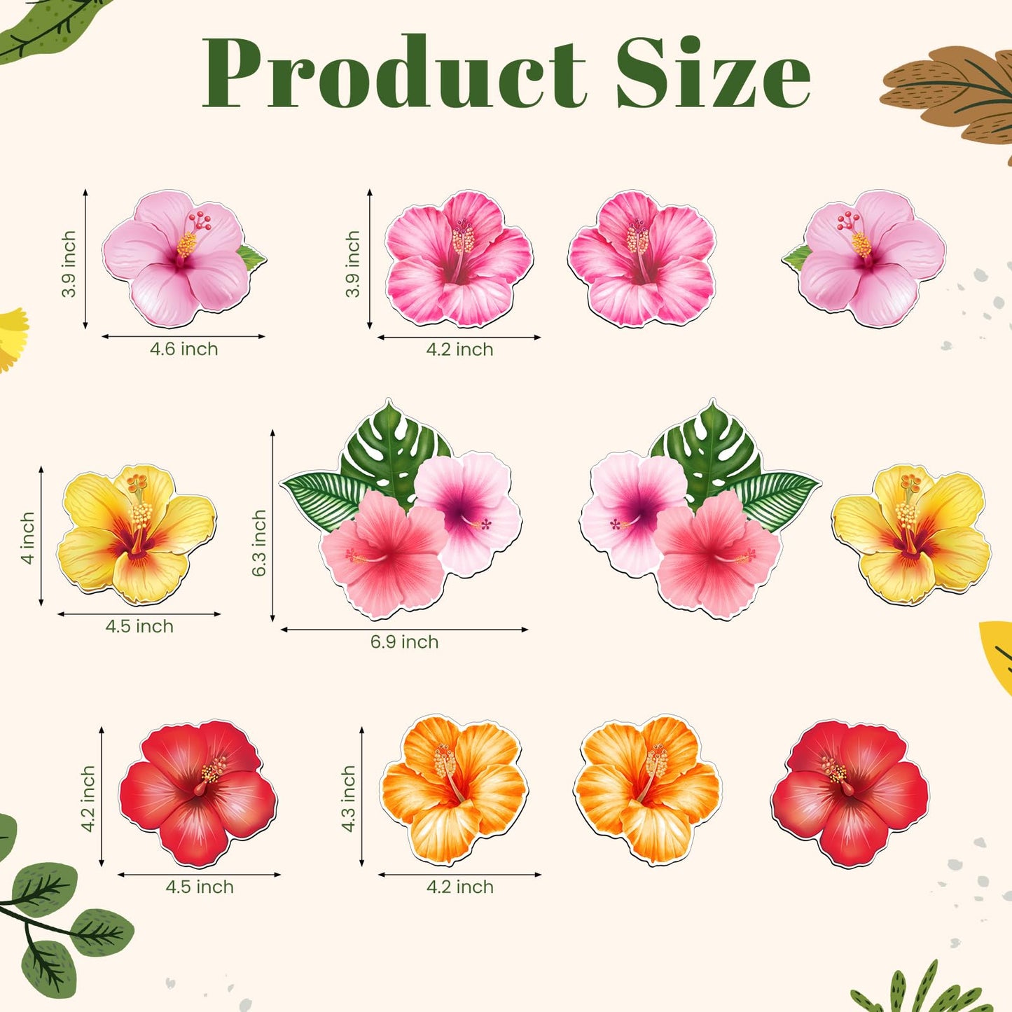 Konohan 12 Pcs/6 Pairs Screen Door Magnets Hibiscus Tropical Flower Double Sided Screen Door Magnetic Flexible Protector Decorative Magnets for Summer Window Sliding Doors