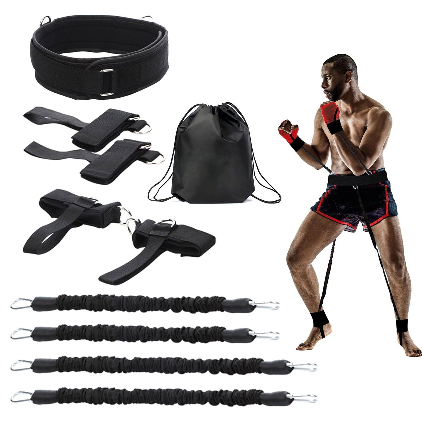 OYINDIZ Boxing Resistance Bands, Leg Strength and Agility Speed Trainer Exercise Full Body Physical Workout Power Punch Pro for MMA, Volleyball Basketball Football Training Equipment
