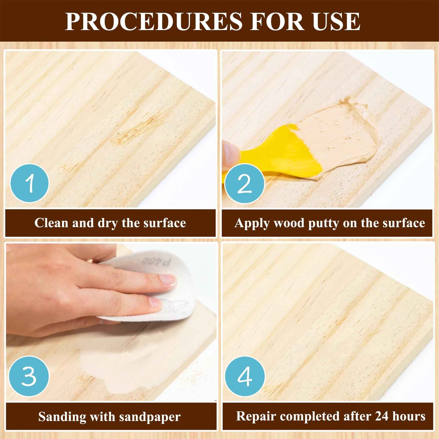 35oz Wood Filler, Natual Wood Putty, Wadities Paintable Stainable Wood Repair Putty, Wood Furniture Repair Kit, Quickly Repair Broken and Defective Wooden Furniture (Natual)