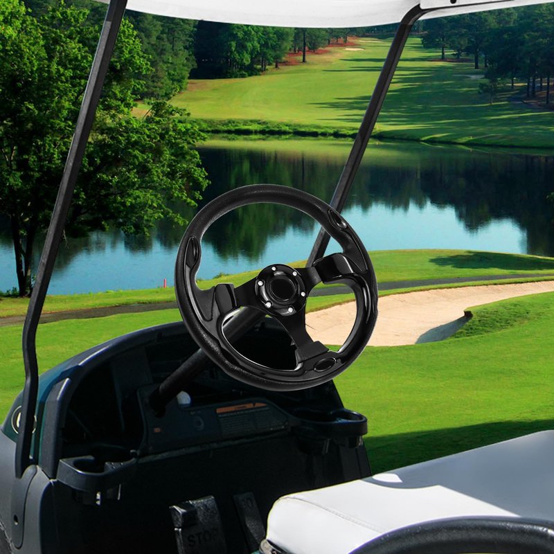 QYMOPAY Golf Cart Steering Wheel, Skid Steering Wheel, Universal Golf Cart for Club Car EZGO RXV and TXT, Yamaha, Precedent Tempo, DS