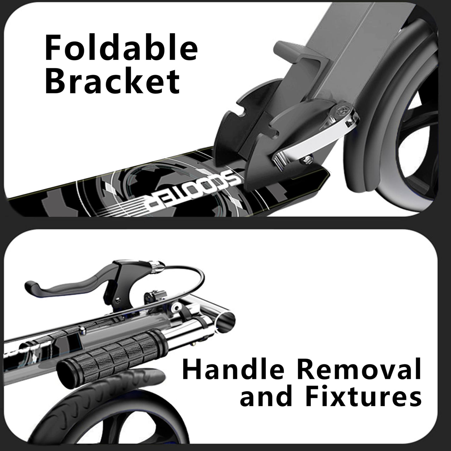 Non-Electric Scooters for Kids 8-12, Teens & Adults - Foldable Commuter Scooter with 8" Wheels, Bell, Hand Brake & Adjustable Height 30"-40.5", 220LB Capacity, Manual Push Scooter for Campus & Park
