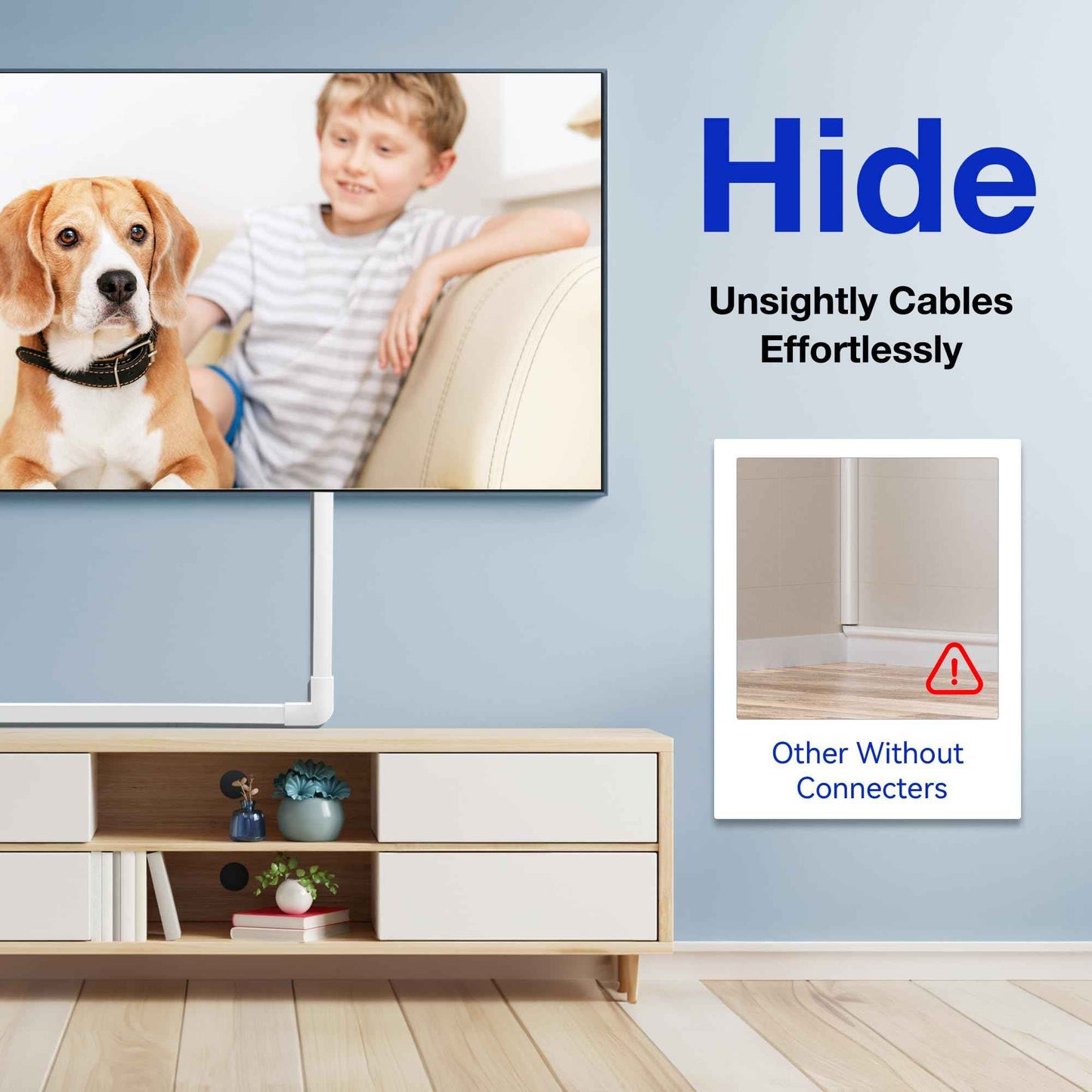 Delamu Cord Hider, Professional Cable Cover Kit for Wall, TV Wire Hider for Wall Mounted TV, Raceway Cover on Management Wires, Cable Concealer, 1.18'' H x 0.60'' W, White