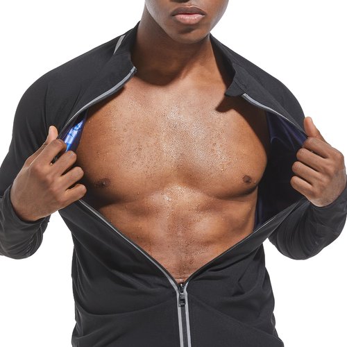 BXVX Sauna Suit for Men Weight Loss Sweat Jacket Sweating Shirt Long Sleeve Workout Suits Zipper Gym Exercise Fitness Accessories M