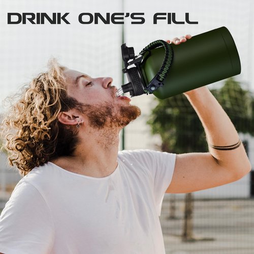 DIGJUPER Auto Spout Lid with Button Lock, Replacement Flip Lid of 2.22" Diameter Fits Wide Mouth, Leak- Proof Bottle Accessories with Big Handle Easy to Carry