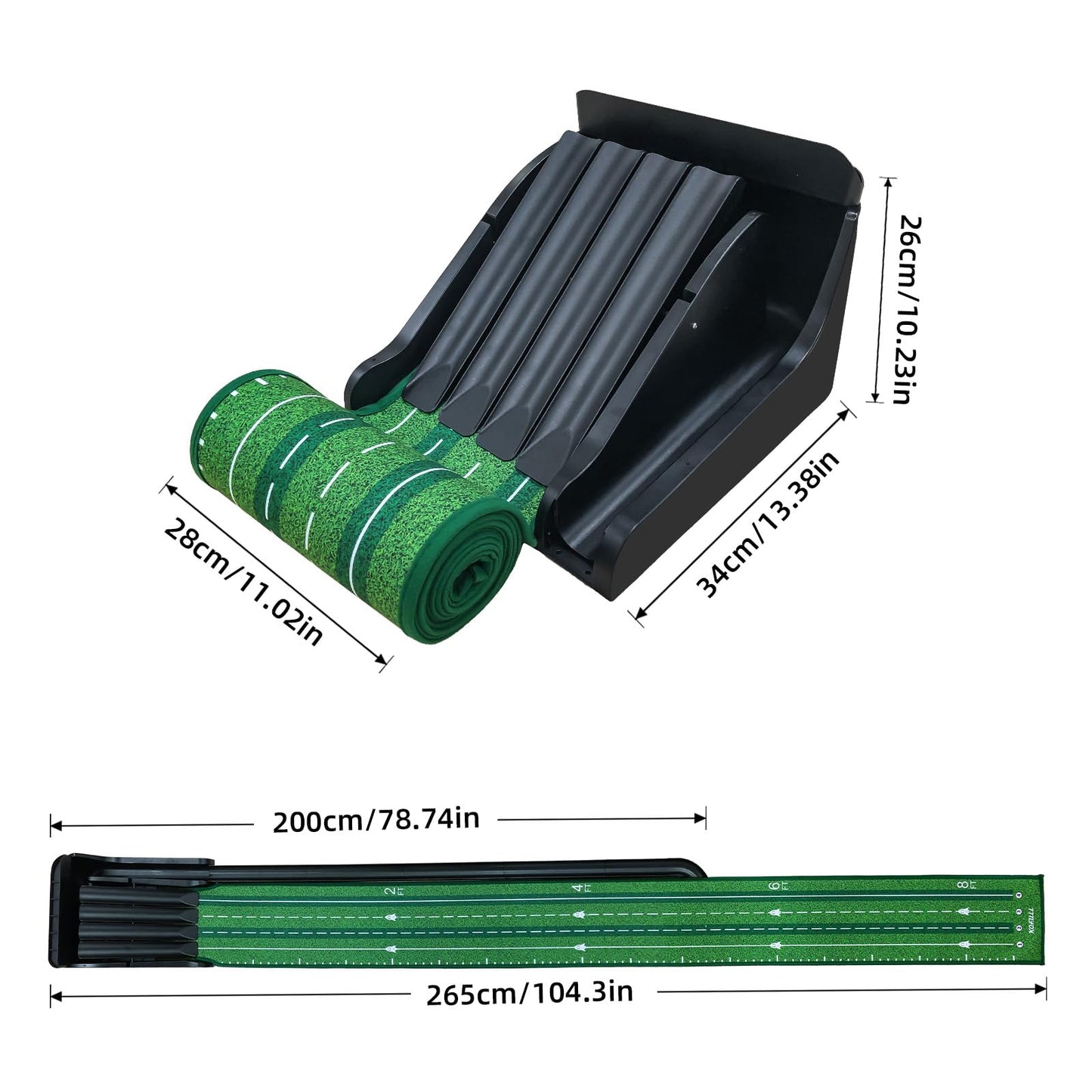 Putting Green Indoor - Practice Uphill Putts, Golf Putting Mat with Auto Ball Return, Golf Training Aid for Home, Office, Backyard, Party Game, Great Gifts for Men Dad