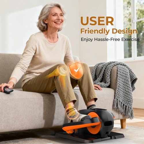 HTM Under Desk Elliptical Machine - Portable Electric Exerciser for Seniors | 12 Speeds with Remote Control