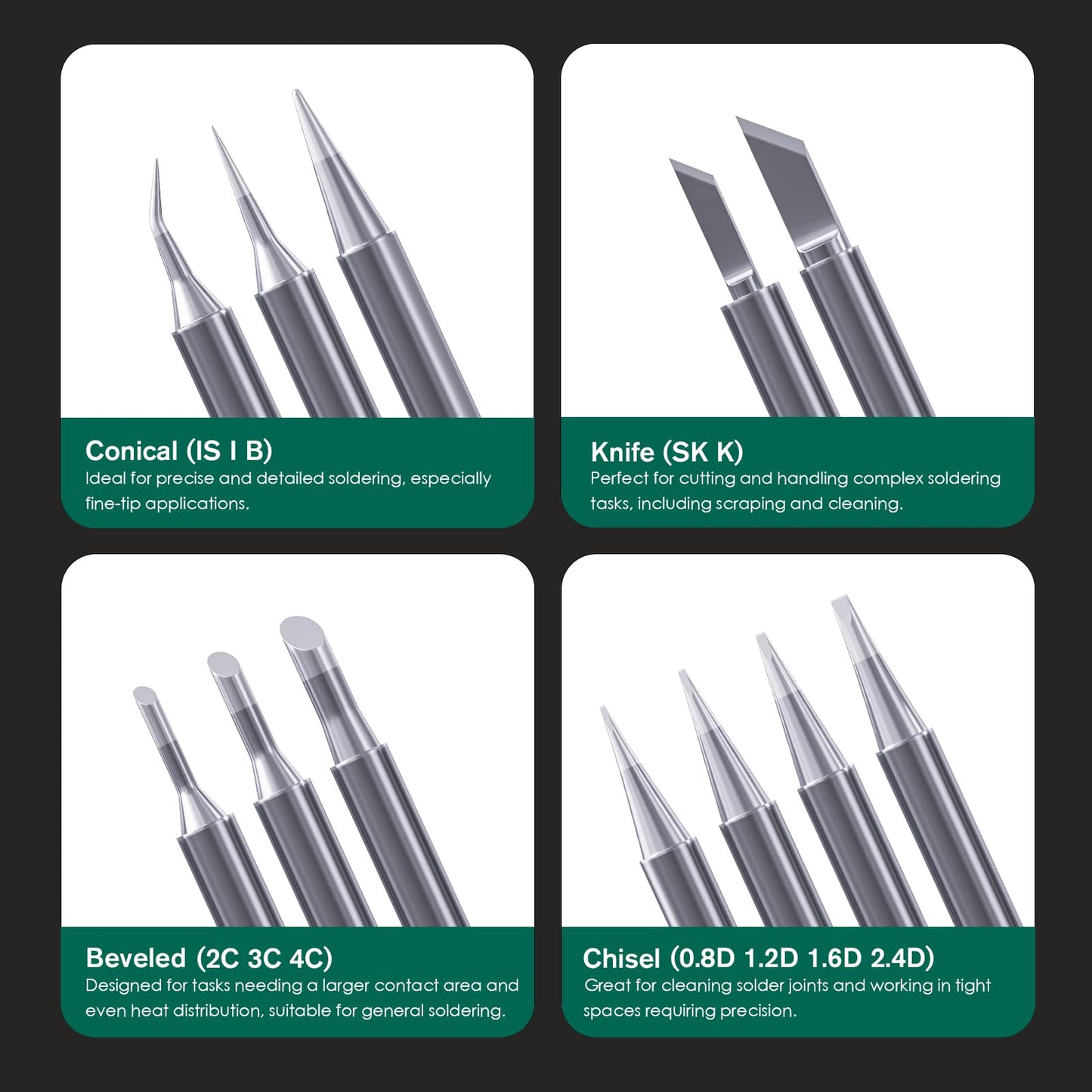 HANGLIFE 900M Soldering Iron Tips for Hakko, Yihua, Atten, Quick, Ryobi, and More Soldering Stations/Guns - Replacement Solder Tips for Welding Equipment & Accessories (12 pcs)