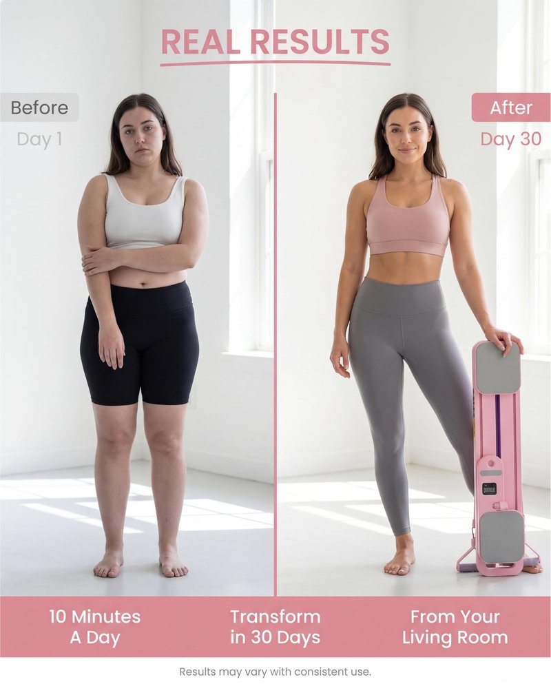 Pilates Board for Women with Resistance Cables and Mat — Electric Home Pilates Reformer with Built-in Rep Counter — Portable Full Body Core Workout Board for Beginners