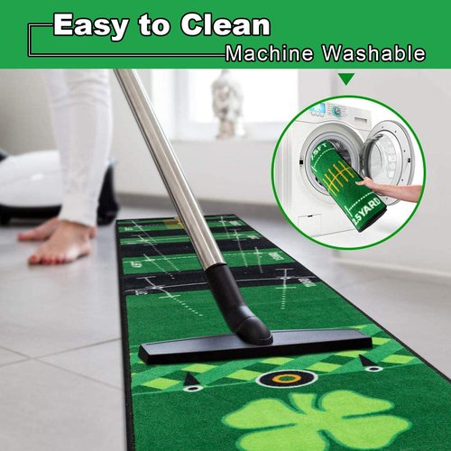 Putting Green/Mat for Home Use - 9.8'X1.6' Indoor Outdoor Putting Green - Eco-Friendly Anti-Slippery Rubber Material - Professional Golf Training Mat for Golf Practise (1X Putting mat w/Golf Cup)
