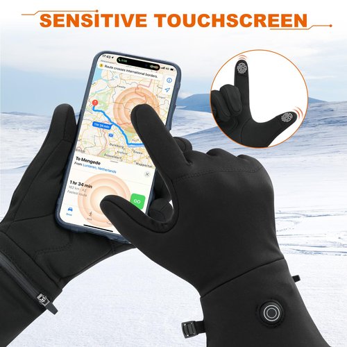 Heated Glove Liners for Men Women - Rechargeable Battery Electric Heated Gloves with Touchscreen - Thin Gloves for Hiking Running Cycling Riding