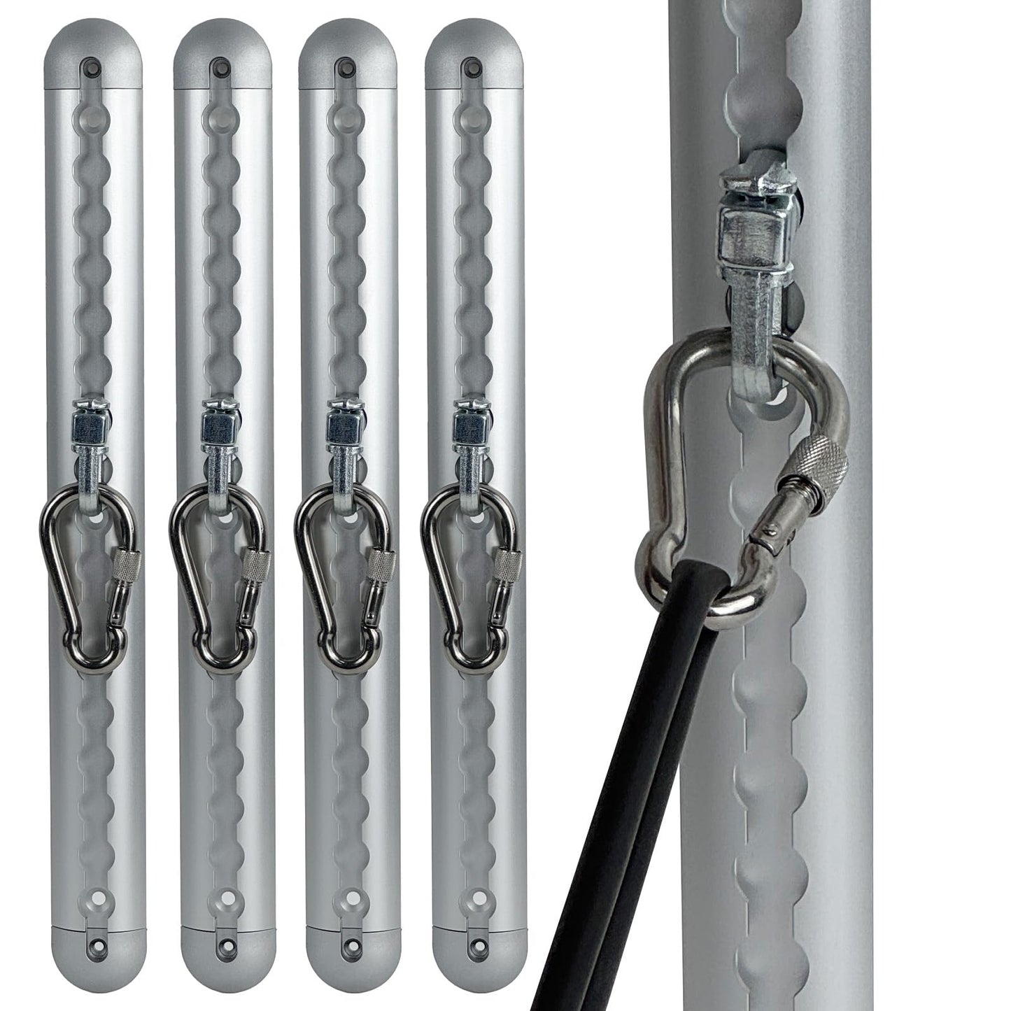 4-Pack Wall Anchor Set, Wall Mount Workout Anchors with Rails and Cars for Exercise Bands & Suspension Straps & Body Weight Straps & Strength Training & Home Workouts