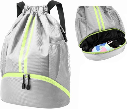 Hoedia Sports Drawstring Backpack - Waterproof Gym Bag with Shoe Compartment | Unisex Design