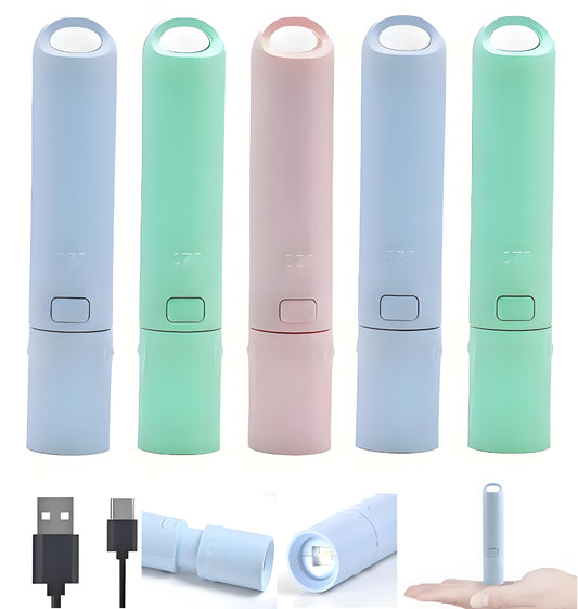 Darlur 5Pack Mini Small LED Flashlights，USB C Rechargeable Flash Lights，Ultralight Zoomable Flashlights for Home, Emergency, Camping ，Dog Walking，Bulk for Gifts
