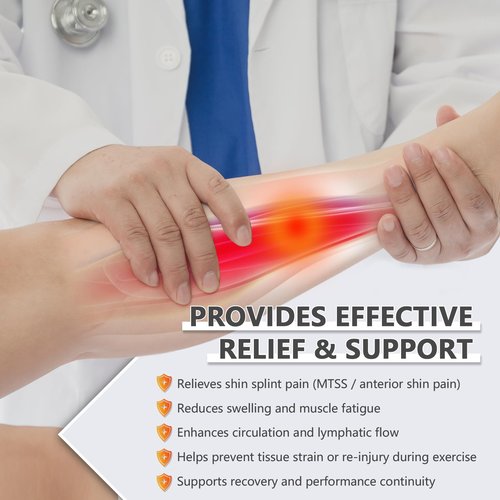 Feamero Plus Size Shin Splints Compression Wrap, Calf Compression Sleeve for Swelling, Edema & MTSS Pain Relief, Adjustable Shin Support Brace for Sprains & Muscle Tears, Men & Women (M, 1 Pcs)