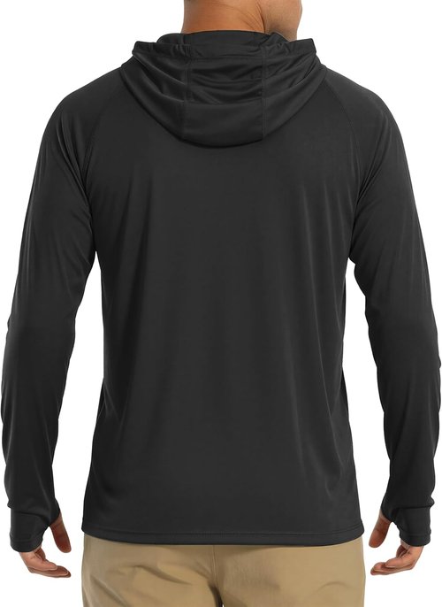 MAGCOMSEN Men's Long Sleeve Hooded T-Shirt - UPF 50+ Sun Protection for Fishing & Outdoor Activities