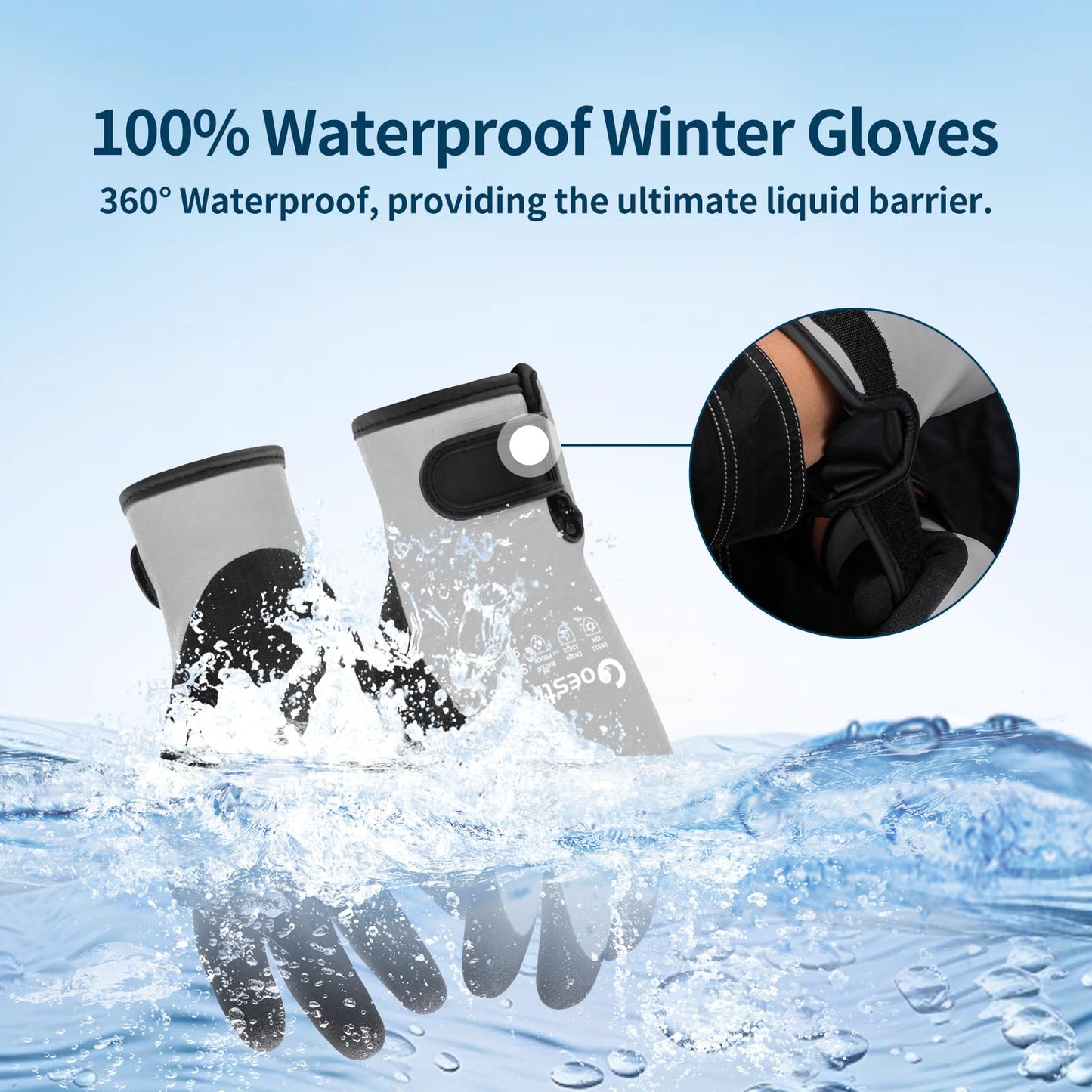 Waterproof Winter Gloves for Men & Women, Insulated Work Gloves with Grip for Cold Weather, Construction & Snow Work(1pair, Grey L)