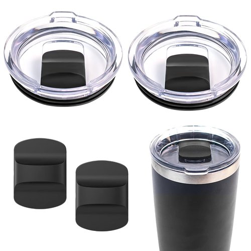 2 Pack 20 Oz Replacement Tumbler Lids and 2 Magnetic Sliders for Yeti Lid, Compatible with YETI Rambler
