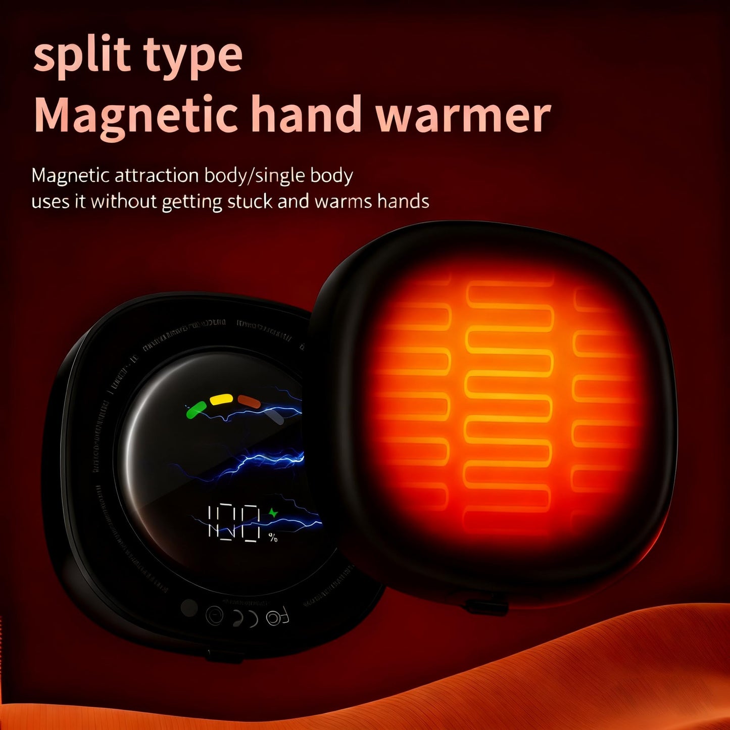 Round Hand Warmers Rechargeable 2 Pack, Electric Mini Hand Warmer Reusable, Portable Pocket Heater Handwarmer for Women Men, Outdoor Camping, Hunting Gear (Black)
