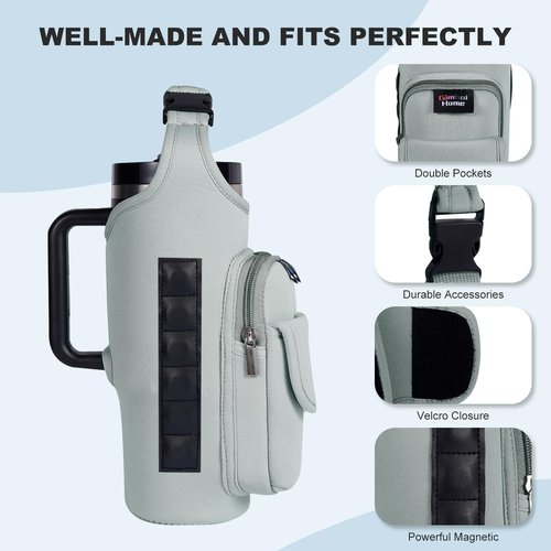 GIMHAI HOME Magnetic Gym Bags for Men & Women – Magnetic Bag Water Bottle Sling Bag for Stanley Cups | Water Bottle Holder with Card Pockets, AirPod Case for Fitness, Hiking, Workouts (Gray)