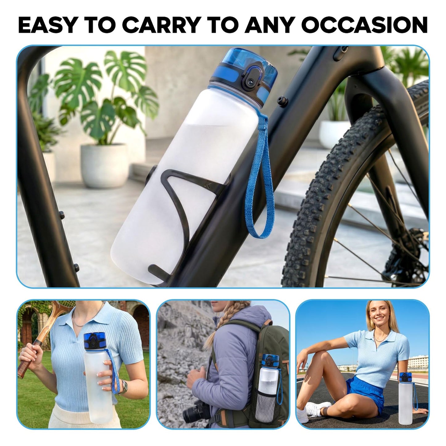 GEPOSTORE 32 oz Insulated Water Bottle, Stainless Steel Vacuum Flask, Double Wall Reusable Sports Bottle for Hot and Cold Drinks