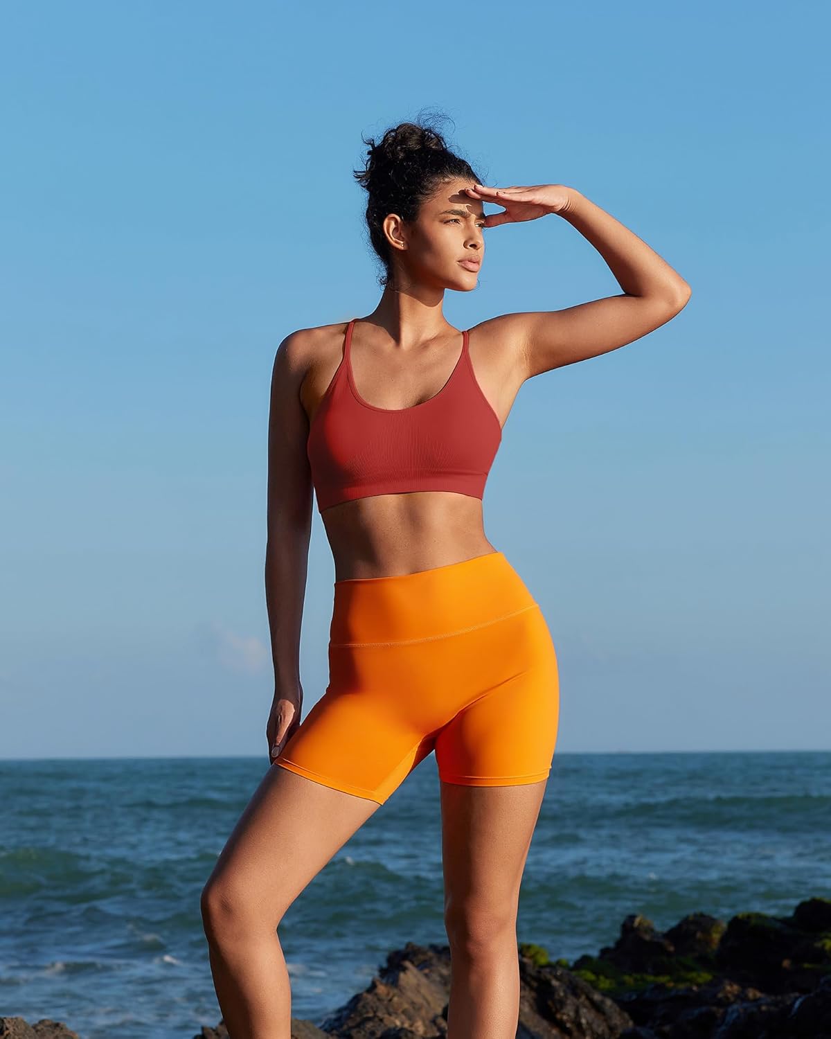 RUNNING GIRL Sports Bra - Seamless Crisscross Back Design with Medium Support & Removable Pads