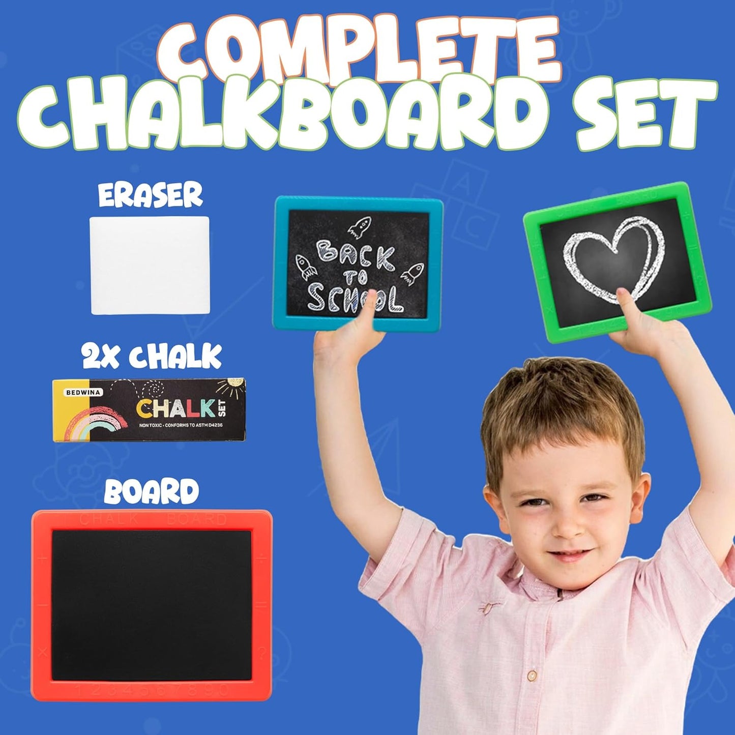 Mini Chalkboard for Kids - Pack of 24 | Fun Birthday Party Favors with 2 Chalk Sticks & Eraser