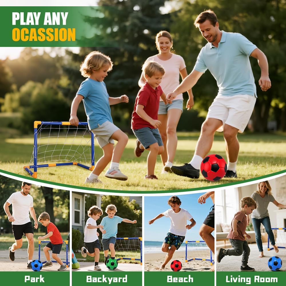 Soccer Goal Set - Portable Mini Soccer Net with 3 Balls | 23" W x 18" H x 12" D - Ideal for Kids & Youth Training