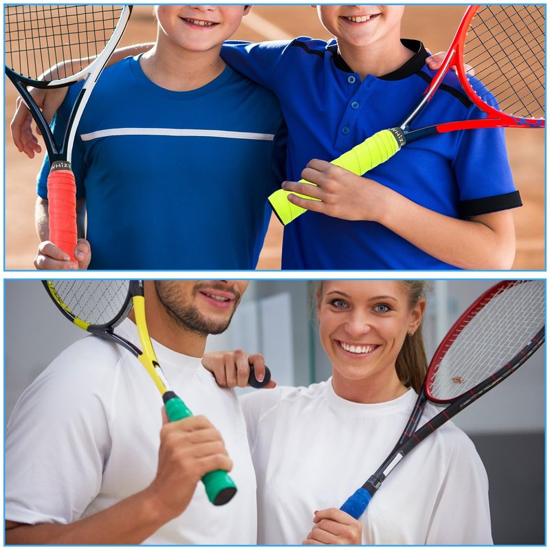 Jeffdad 6 Pack Tennis Racket Grip Tape, Precut and Dry Feel Anti Slip Tennis Grip Tape Absorbent Tennis Grips for Tennis, Pickleball, Badminton Rackets(Colorful)